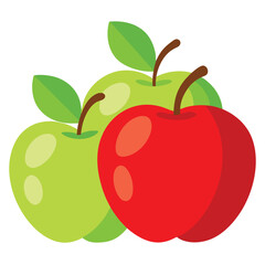 red apple with green leaf
