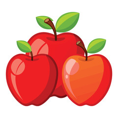 red apple with leaves