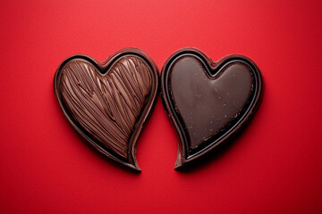 Red backdrop with chocolate hearts