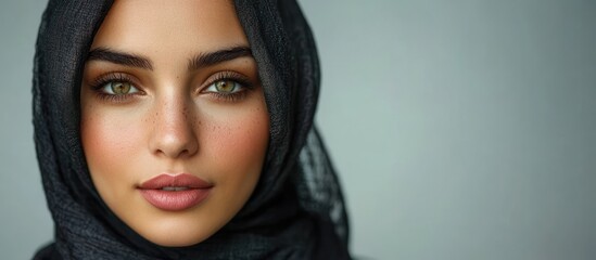 Woman's portrait, hijab, studio, neutral, beauty