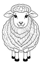 Line Drawing of a Happy Sheep