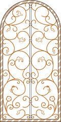 vector sketch, silhouette illustration, technical drawing design of a classic vintage European old house gate.eps