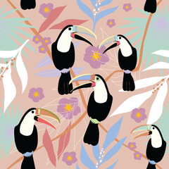 Pastel Toucans Forest