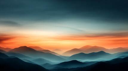Fototapeta premium Majestic mountains bathed in warm sunset hues