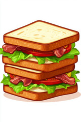 Triple-decker BLT sandwich: juicy bacon, crisp lettuce, ripe tomatoes!