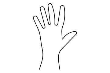 Continuous one line human hand gestures drawing with black and white vector icon
