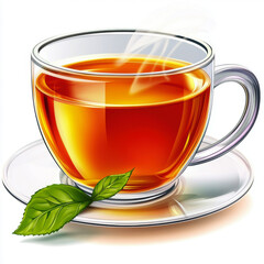 Aromatic Tea: Steam rises from a glass cup, inviting warmth and tranquility.