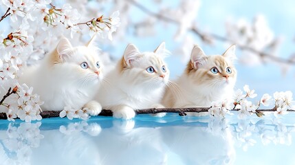 Adorable Kittens with Spring Blossoms