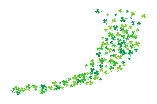 Lucky day clover leaves flying isolated background.