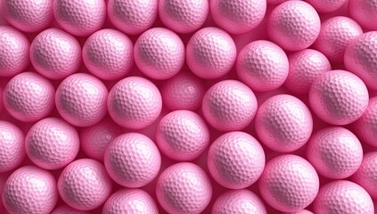 Pink Golf Balls: A Close-Up View of Shiny, Dimpled Spheres Arranged Together, Creating a Visually Appealing Pattern.  Perfect for Sporty Designs.