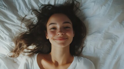 Joyful Smile on a Soft Bed