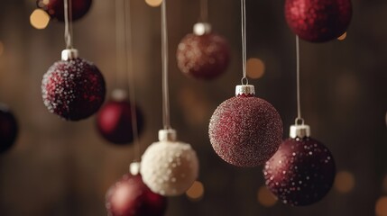 "Festive Christmas Ornaments Against a Blurred Background"