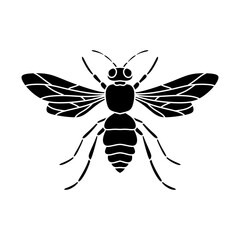 Bee silhouette black vector flat illustration. Honey Bee icon, honey bee silhouette on white background.