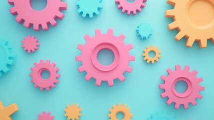 Interlocking Gears - Metaphor for Teamwork and in Abstract Minimal Design