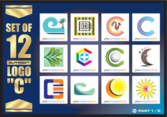 Business Corporate Logo Set, Alphabet abstract logos, Flat Icons For Business Template Logo, Square Elements, Website, Business Symbol And Circle Elements