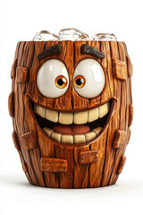 Grinning Wooden Bucket with Ice: Pure Joy!