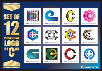 Business Corporate Logo Set, Alphabet abstract logos, Flat Icons For Business Template Logo, Square Elements, Website, Business Symbol And Circle Elements