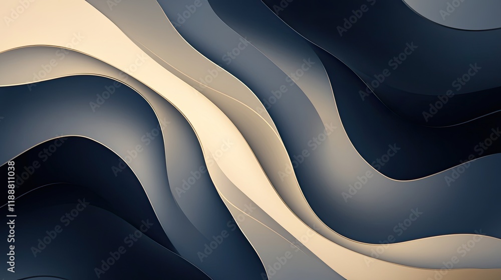 Poster an abstract luxury design with soft gold spirals and gentle gradients flowing across a deep backdrop