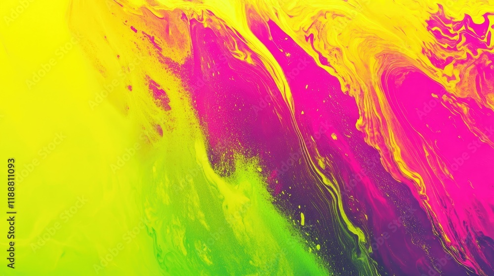 Poster an electric gradient background transitioning from neon green to bold magenta, creating a striking c