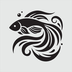 Minimalist Fish Swimming Silhouette Vector Illustration