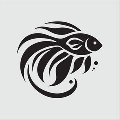 Minimalist Fish Swimming Silhouette Vector Illustration