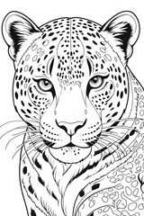 leopard sketch of colouring sheet. you can print it on standard A4 paper