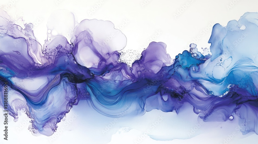 Poster a calming gradient transitioning from pale blue to soft lavender, with flowing abstract shapes and a