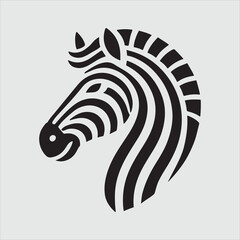 Minimalist Zebra Head Silhouette Vector Illustration