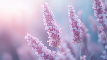 Obraz premium A dreamy pastel gradient blending soft lavender to powder blue, with smooth transitions and a calming atmosphere.