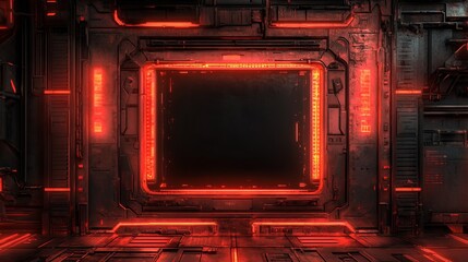 Obraz premium Mysterious Room Bathed in Red Light with Shadows Creating an Enigmatic and Introspective Atmosphere