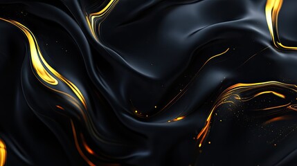 A dynamic, abstract luxury design with fluid, golden accents on a sleek dark backdrop. The swirling patterns convey opulence and sophistication, ideal for high-end branding.