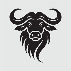 Minimalist Buffalo Head Silhouette Vector Illustration