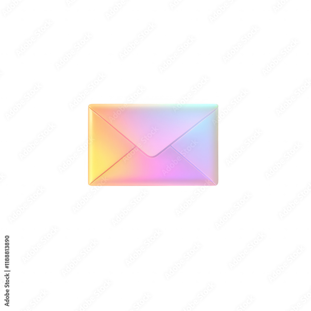 Poster a colorful envelope with a vibrant gradient design on a transparent background., isolated on a trans