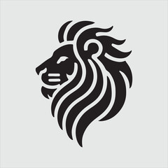 Minimalist Lion Head Silhouette Profile Vector Illustration