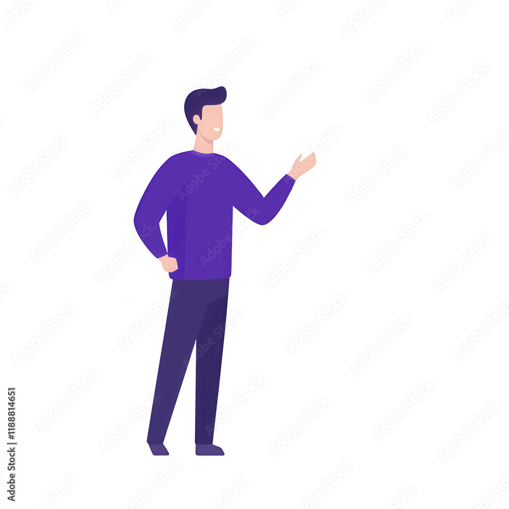 Poster a confident man gesturing while discussing ideas in a professional setting., isolated on a transpare