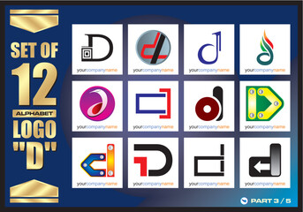 Business Corporate Logo Set, Alphabet abstract logos, Flat Icons For Business Template Logo, Square Elements, Website, Business Symbol And Circle Elements