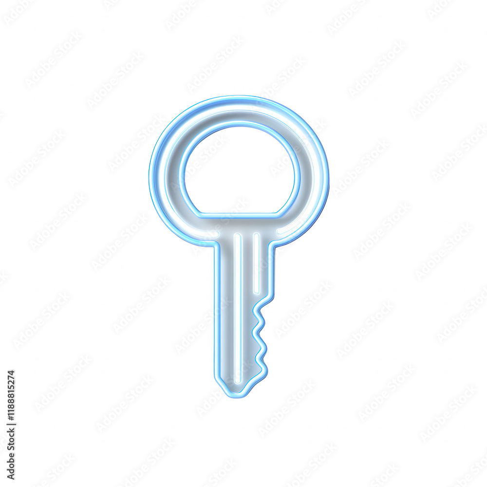 Poster A glowing key symbolizing security and access in a digital world., isolated on a transparent background.