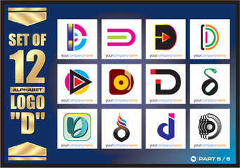 Business Corporate Logo Set, Alphabet abstract logos, Flat Icons For Business Template Logo, Square Elements, Website, Business Symbol And Circle Elements