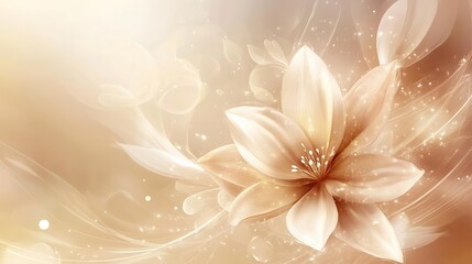 Golden Lily Flower Abstract Art Design