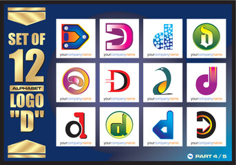 Business Corporate Logo Set, Alphabet abstract logos, Flat Icons For Business Template Logo, Square Elements, Website, Business Symbol And Circle Elements