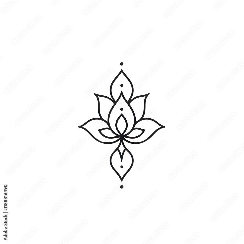 Poster a minimalist lotus flower symbol representing purity and enlightenment., isolated on a transparent b