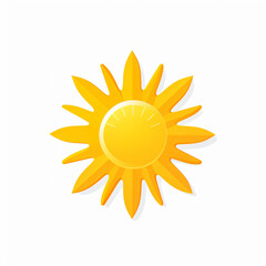 Simple Bright Sun Vector Graphic on White Background hot ray heat beam flat sunny