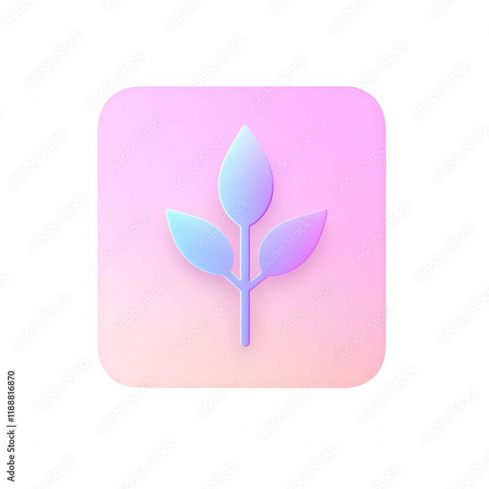 Poster A minimalistic leaf icon with a gradient background representing nature and growth., isolated on a transparent background.