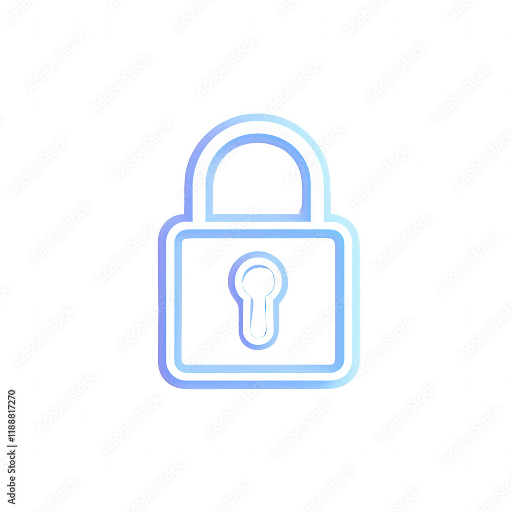 Poster a modern digital lock icon representing security and privacy in a tech environment., isolated on a t