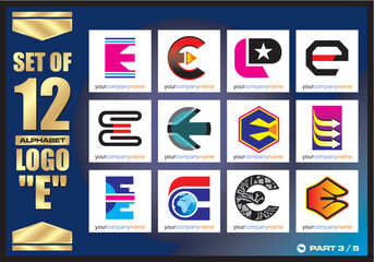 Business Corporate Logo Set, Alphabet abstract logos, Flat Icons For Business Template Logo, Square Elements, Website, Business Symbol And Circle Elements