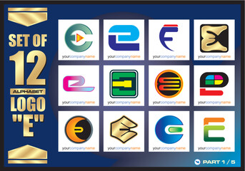 Business Corporate Logo Set, Alphabet abstract logos, Flat Icons For Business Template Logo, Square Elements, Website, Business Symbol And Circle Elements