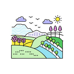 wine country landscape vector icon, wine country landscape vector illustration - simple illustration of wine country landscape, perfect for logos,and wine country landscape -themed designs.