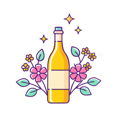 wine with flowers. vector icon, wine with flowers. vector illustration - simple illustration of wine with flowers., perfect for logos,and wine with flowers.-themed designs.