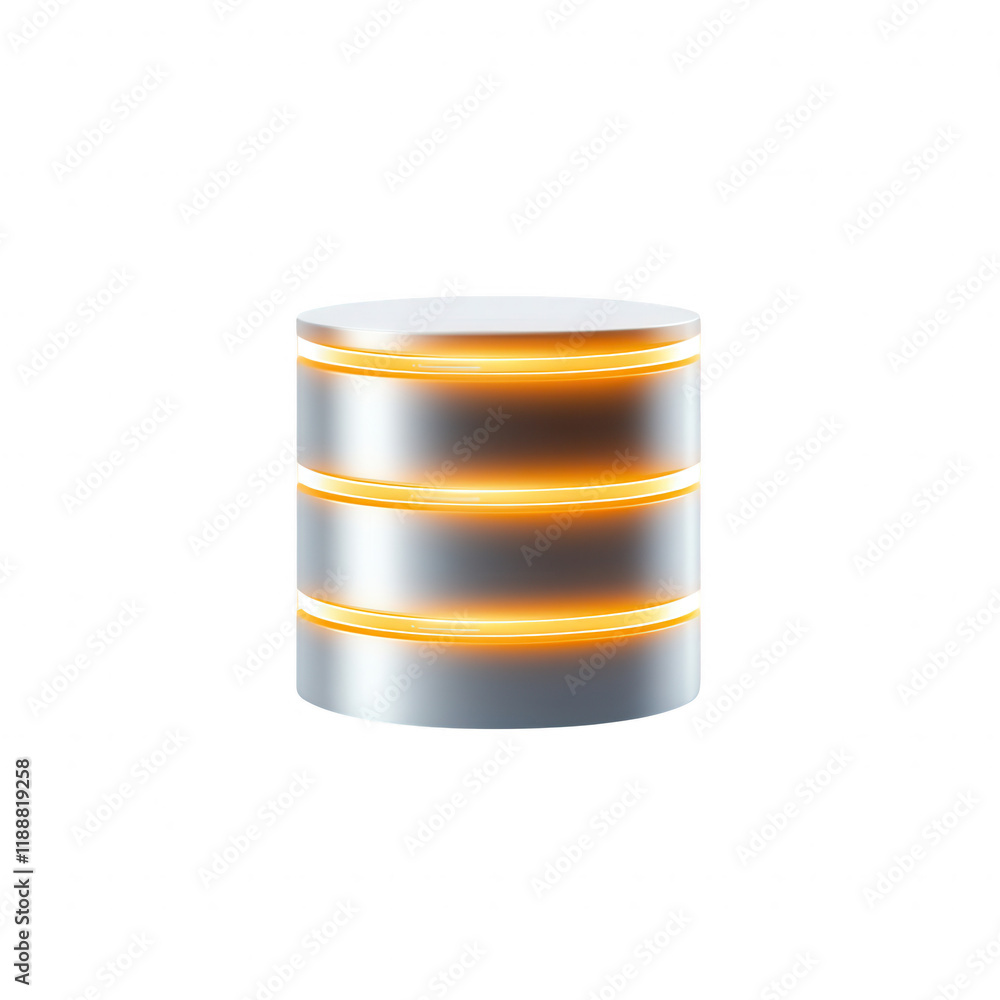 Poster a sleek and modern database icon representing data storage concept., isolated on a transparent backg
