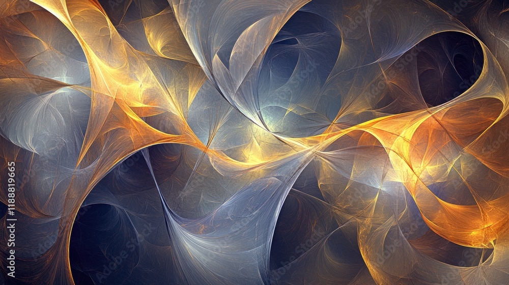 Poster a refined abstract luxury design with intertwining golden lines and soft gradients flowing across a 